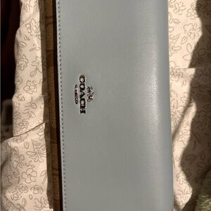 Coach Sky Blue and Tan Wallet